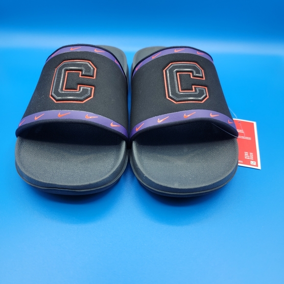 Nike OffCourt Clemson Tigers Slides Mens Size 11 Black Purple Orange Revive Foam - Picture 2 of 7